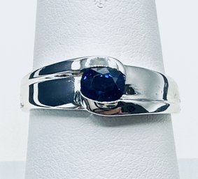 14KT White Gold With 1 Pcs 0.48 Genuine Oval Sapphire Ring Size 8.25