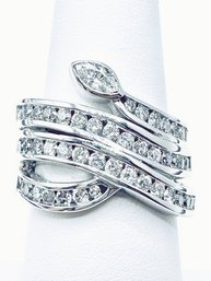 14KT White Gold Natural Diamond Fancy Ring Size 6.75 - J11203