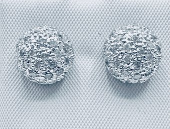 18 KT White Gold Natural Diamond Ball Earrings - J11232