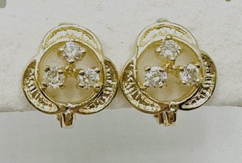 14KT Yellow Gold Natural Diamond Earrings