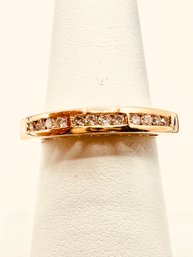 14KT Pink Gold Channel Set Natural Diamond Ring Size 6.75