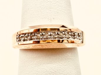 14KT Pink Gold Natural Diamond Ring Size 7