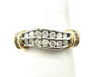 14KT Gold, 2-Tone Natural Diamond Ring Size 7 - J11259