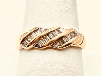 14KT Pink Gold Natural Diamond Ring Size 10