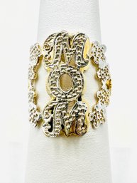 14KT Gold  Mom Ring, 2 - Tone Ring Size 6 - J11281
