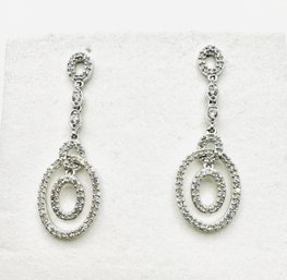 14KT White Gold Pairs Of Diamond Hanging Fancy Earrings - J11315