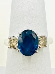 14KT White Gold Sapphire And Diamond Ring Size 6.75 - J11373