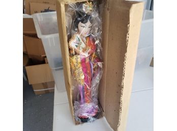 Asian Style 12' Doll With Fan And Stand NEW