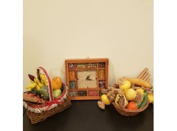 Set Of Fruit Baskets Home Decor With Clock