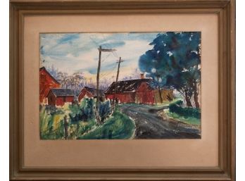 Mid Century Impressionist Watercolor On Paper Signed Marie Hull