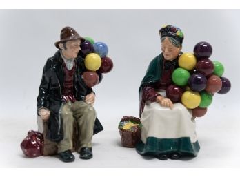 Set Of Two Royal Doulton Porcelain Figure 'Couple With Balloons'