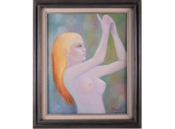 Vintage Modernist Oil On Board 'Nude Blond Girl'