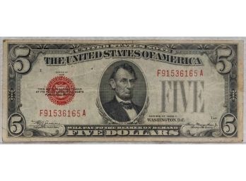 1928C Red Seal FIve Dollar United States Note
