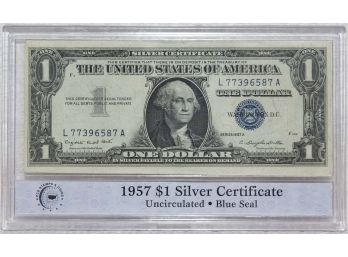 1957A Blue Seal One Dollar Silver Certificate Uncirculated In Slab