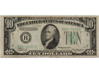 1934A Green Seal Ten Dollar Federal Reserve Note