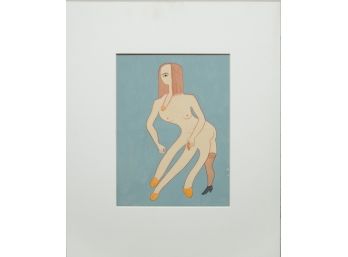 Vintage Art Deco/Erotica Lithograph On Paper 'Deformed Woman'