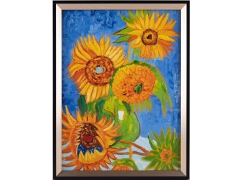 Hand Painted After Van Gogh Oil On Canvas 'Sunflower 1'