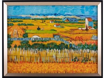 Hand Painted After Van Gogh Oil On Canvas 'Farm Field'