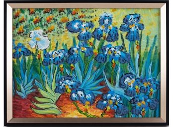 Hand Painted After Van Gogh Oil On Canvas 'Irises'