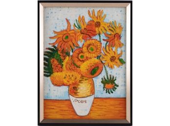 Hand Painted After Van Gogh Oil On Canvas 'Sunflower 3'