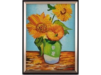 Hand Painted After Van Gogh Oil On Canvas 'Sunflower 4'