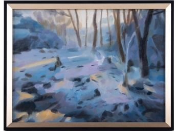 Hand Painted Impressionist Oil On Canvas 'Winter Scene'