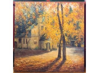 Vintage Impressionist Oil On Canvas 'Autumn Tree'