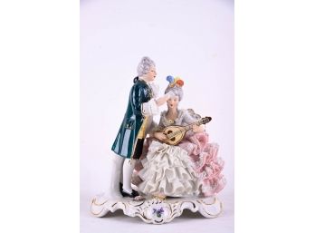 Vintage Dresden Porcelain Figurine 'Couple Playing Mandolin'