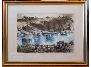 Watercolor On Paper 'Fishing In River' Signed Pleissner