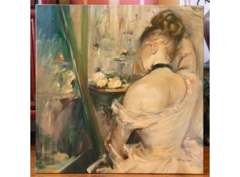 Vintage Impressionist Oil On Canvas 'Backview Of A Lady'