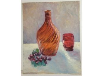 Still Life Vase With Grapes Oil Painting