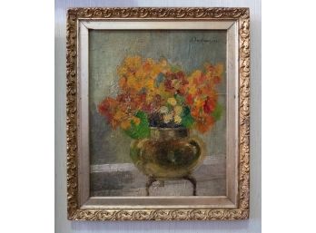 Impresionist Oil On Board 'Flowers In Vase' Signed A. Faistauer