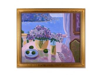 Vintage Impressionist OIl On Canvas 'Flowers Near Balcony'