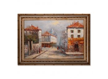 Vintage Impressionist Oil On Canvas 'Italian Street Scene'
