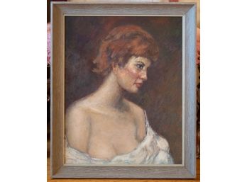 Impressionist Oil Painting 'Portrait Of Nude Woman' Signed M. Soyer
