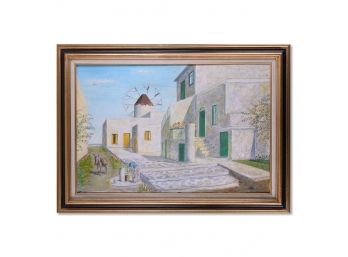 Vintage Impressionist Oil On Canvas 'Villa Scene'
