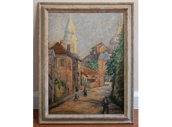 Impressionist Oil Painting 'Town Landscape' Signed Lois M. Jones 53