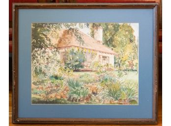 Vintage Watercolor On Paper 'House View' Signed Alfred Hutty