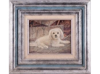 Vintage Impressionist OIl On Canvas 'Maltese Dog'