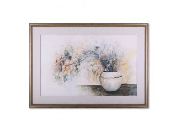 Contemporary Impressionist Watercolor On Paper 'Flowers In Vase'