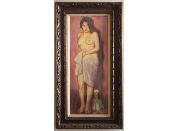 Vintage Original Oil Painting Of Nude Girl Signed Butterfield