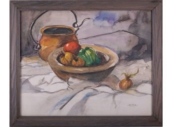 Early 20th Century Still Life Watercolor On Paper 'The Salad Bowl'