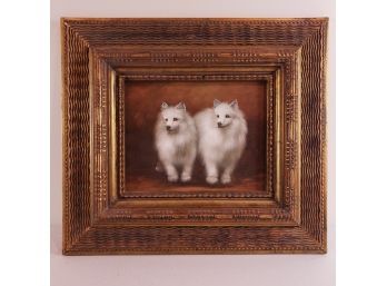 Pair Of Pomeranians Oil Painting Beautiful Frame
