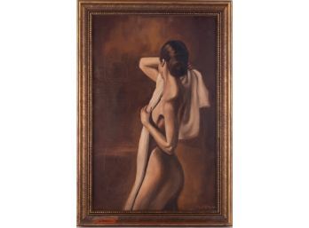 Early 20th Century Impressionist OIl On Canvas 'Nude Lady Portrait'