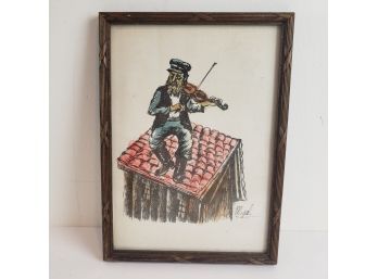 Vintage Wall Art Man Playing Violin