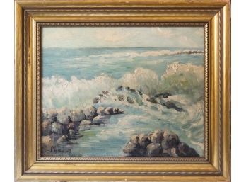 Vintage Original Seascape Oil Painting On Board Signed Phai 63