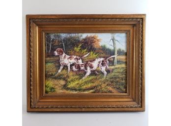 Pair Of Hunting Hounds Dog Oil Painting
