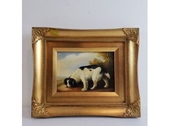 English Setter Dog Custom Framed Oil Painting