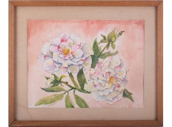 Vintage Impressionist Watercolor On Paper 'Flowers'