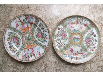 Set Of Two Chinese Rose Medallion Porcelain Plates